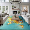 thumbnail image 3 of 6'x9' Area Rugs, Yellow Sunflower Indoor Outdoor Area Rug for Living Room Bedroom, Spring Butterfly Teal Abstract Vintage Washable Bathroom Rugs Kitchen Floor Carpet Mats Home Decor Aesthetic, 3 of 8