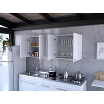 Newboti Furniture Portofino 150 Wall Cabinet, Double Door, Two External Shelves, Two Interior Shelves -White 41611