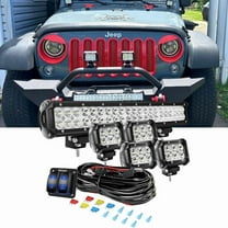 Nilight 20inch 126W Spot Flood Combo 4Pcs 4inch 18W Spot Led Pods Fog Lights with Led Light Bar Wiring Harness Kit for Truck Tractor Off-Road Pickup Golf Cart SUV ATV UTV 4x4 Van Camper