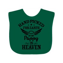 Inktastic Handpicked for Earth by My Pappy in Heaven with Angel Wings Boys or Girls Baby Bib