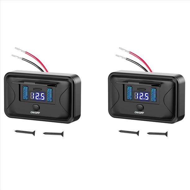 2X de Corriente USB para RV de 12 V-24 V PD3.0 USB C 36 W + QC3.0 Dual de 18 W, 3 Puertos, Accesorios para Cargador de Coche, Autobús, RV, Camión A