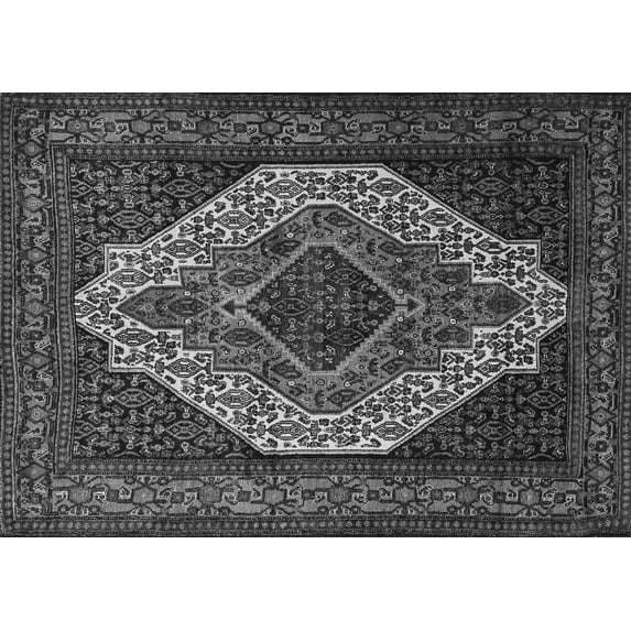 Ahgly Company Indoor Rectangle Medallion Gray Traditional Area Rugs, 2' x 5'