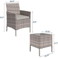 thumbnail image 2 of IdealHouse 3-Piece Outdoor Patio Furniture Set, Patio Porch Furniture Sets with Cushions and Tempered Glass Table for Porch & Garden, Grey, 2 of 8