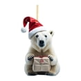 thumbnail image 2 of Clearance! Christmas Bear with Santa Hat Decor Acrylic Xmas Christmas Decorations for Tree 2D Flat Hanging Pendant Santa for Tiny Christmas Tree Funny New Year Christmas Tree Orna, 2 of 3