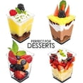 thumbnail image 2 of DLux 40 x 5 oz Mini Dessert Cups with Lids and Spoons, Square Large - Clear Plastic Parfait Appetizer Cup - Small Reusable Serving Bowl for Tasting Party Desserts Appetizers - Recipe Ebook, 2 of 6