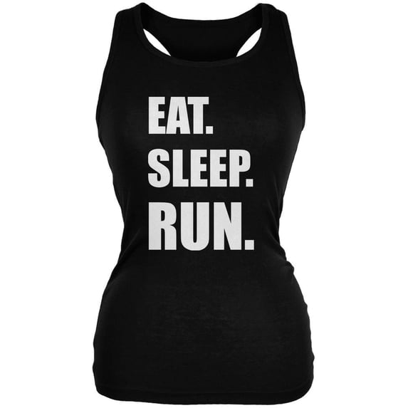 Eat Sleep Run Black Juniors Soft Tank Top - X-Large