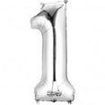 thumbnail image 2 of Anagram 78523 16 in. Number 1 Silver Shape Air Fill Foil Balloon, 2 of 3