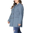 thumbnail image 5 of Women's Plus Size Notched Lapel Double Breasted Long Coat for Stylish Winter Wear 2X Light Blue, 5 of 9