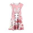 thumbnail image 4 of Avrntaa Cute Summer Dress for Girls Funny Rabbit Graphic Easter Dresses Ruffle Short Sleeve A-Line Sundress for 4-13Y, 4 of 5