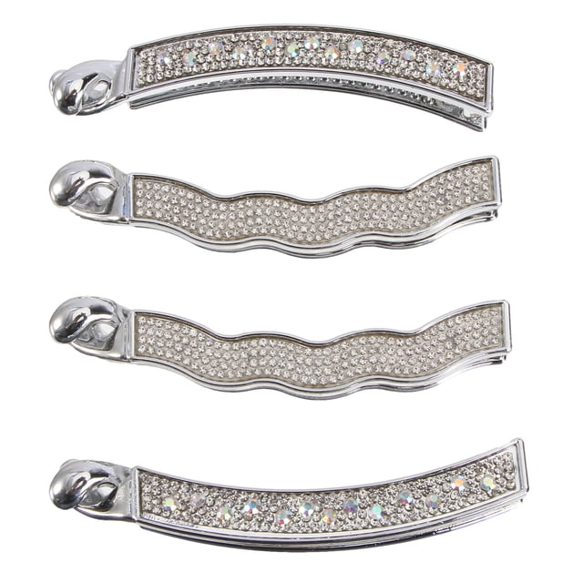 4 pinzas para el pelo con dientes y diamantes de imitación, accesorios para el cabello para mujeres y niñas (diamante grande, diamante pequeño)