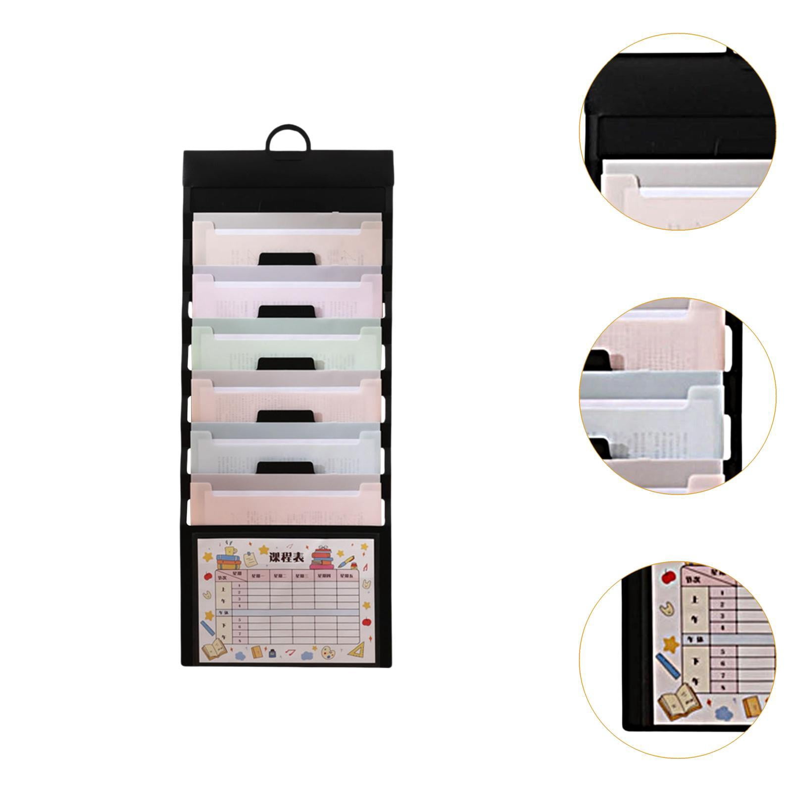 koolsoo Hanging Wall File Organizer Document Holder 6 Pocket Wear Resistant Sturdy Paper Folder File Folder Expanding for Home School colorful