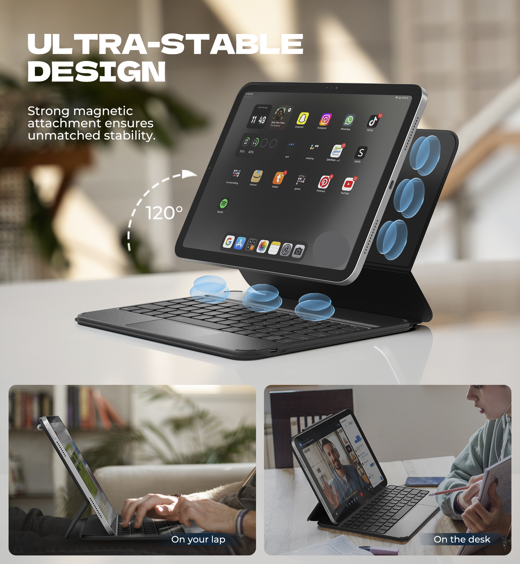 Dexnor iPad 11th/10th Gen Keyboard Case, Black photo 5