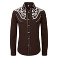 thumbnail image 2 of Conairie Men's Western Cowboy Shirts Long Sleeve Embroidered Shirts Slim Fit Casual Button Down Shirt with Pockets Brown L, 2 of 4