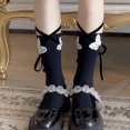 thumbnail image 4 of Black Calcetines de algodón Lolita con cordones entrecruzados vendaje Harajuku japonés Hada 3d para mariposa princesa Stockin, 4 of 4
