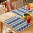 thumbnail image 4 of Blue Grey Striped Placemats Set of 8 Farmhouse Modern Stripes Art Place Mats Indoor Wipeable Table Mats Washable Cloth Dining Table Placemats for Kitchen Holiday Party Home Decor 13x19 Inch, 4 of 9