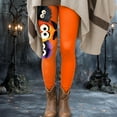 thumbnail image 4 of YDFCWXW Halloween Leggings for Women Tummy Control Monster Pumpkin Printed Stretchy Leggings Yoga Pants Tights (Orange, L), 4 of 6