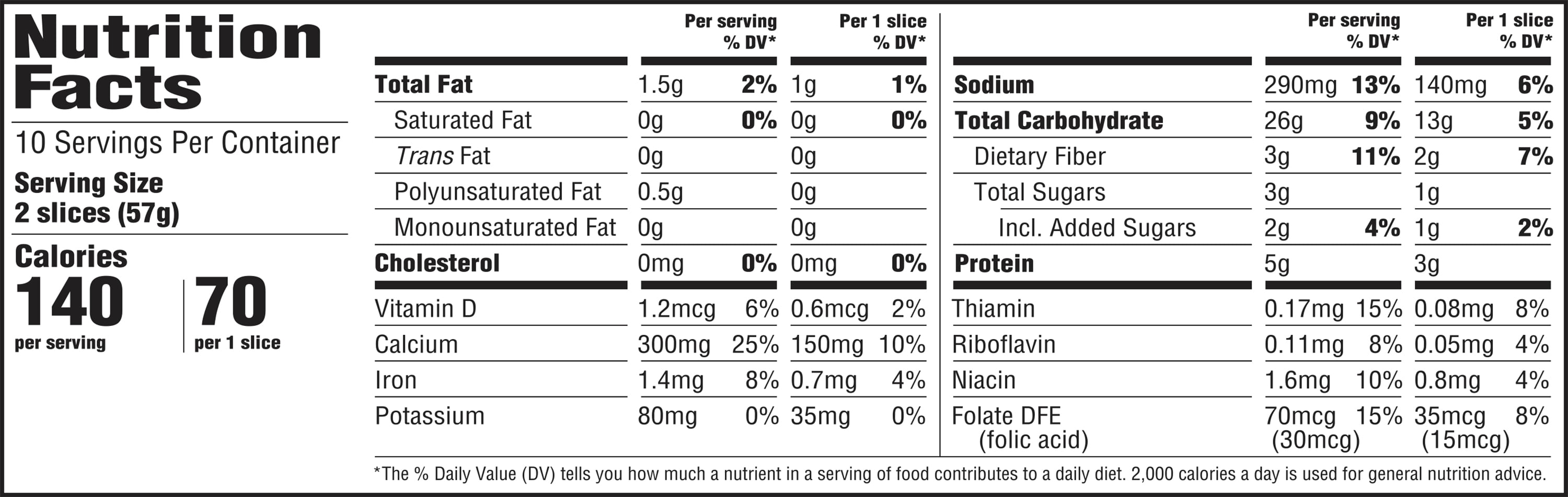 Sara Lee White made with Whole Grain Bread, 20 oz, Plain Wheat Bread, Bag