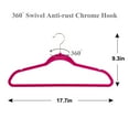 thumbnail image 3 of VECELO 50 Pack Velvet Clothes Hangers with 360 Rotating Hook, Slim Space Saving Suit Hangers, Rose, 3 of 9