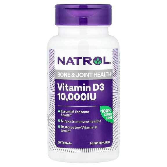 Natrol Vitamin D3 Dietary Supplement 10,000 IU Tablets 60 Tablets