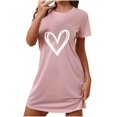 thumbnail image 5 of Sakmal Short Sleeve Moomoo Nightgownss Women Love Valentines Soft Mumu Dress Short Heart Print Womens Nightgown L, 5 of 5
