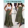 thumbnail image 5 of HGIEYS Womens White Maxi Skirt Summer Boho Long Pleated A-Line Flowy Elastic High Waist Beach Tiered Skirt, 5 of 8