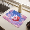thumbnail image 5 of Dish Drying Mat Absorbent Dish Drainer Kitchen Counter 15.7x11.8inch Dish Drying Pad for Countertops Sinks Draining Racks Rose with Flag Pattern, 5 of 9