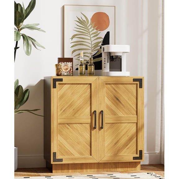 31.5 Inch Farmhouse Buffet Cabinet, Credenza with Doors & Adjustable Shelves, Storage Console Coffee Bar for Dining Kitchen Entryway