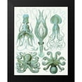 thumbnail image 2 of Fab Funky 20x24 Black Modern Framed Museum Art Print Titled - Turquoise Octopus and Squid b, 2 of 5