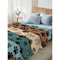 thumbnail image 4 of Green Brown Paw Print Queen Size Flat Sheet, Wrinkleproof & Fadeproof Cooling Flat Bed Sheet Only, Vintage Farmhouse Country Wooden Grain Breathable Soft Bedding Top Sheets 90 x 102 Inches, 4 of 8