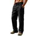 thumbnail image 2 of Akiihool Summer Pants for Men Mens Fashion Slim Fit Pants Casual Business Stretch Pants Black,S, 2 of 5