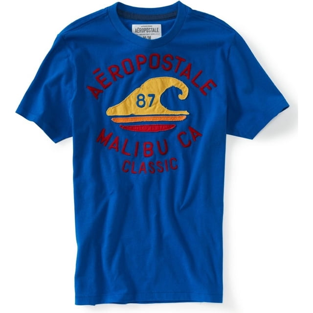 Camiseta gráfica Aeropostale con Manga bordada para hombre azul XXL