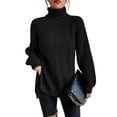 thumbnail image 1 of Frontwalk Women Sweater Chunky Knit Jumper Tops Turtleneck Knitted Sweaters Ladies Loose Pullover Long Sleeve Black S, 1 of 4