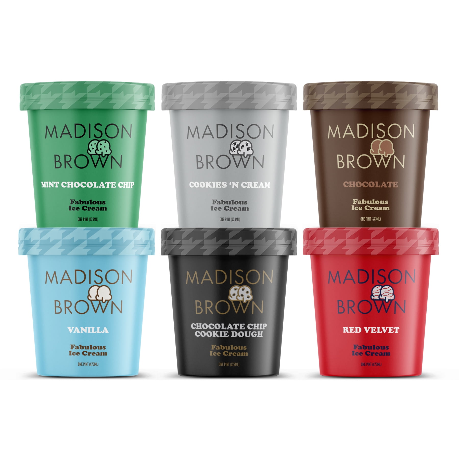 Madison Brown Ice Cream, Variety Pack, 1 Pint, 6 Count