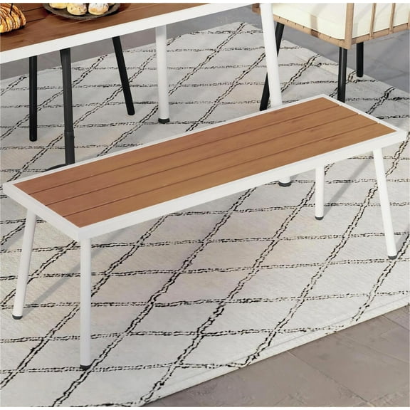 YUONAO 47" Wooden Park Bench for Garden Patio Yard Deck – Outdoor Furniture Chair with Durable Wood Seat, Metal Frame, Home Backyard Use