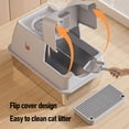 thumbnail image 3 of Extra Large Stainless Steel Enclosed Cat Litter Box, Anti Splashing Top Entry Metal Cat Litter Box Tray, Stainless Steel Cat Litter Box With High Sides, Flip Top Cover Design, 3 of 7