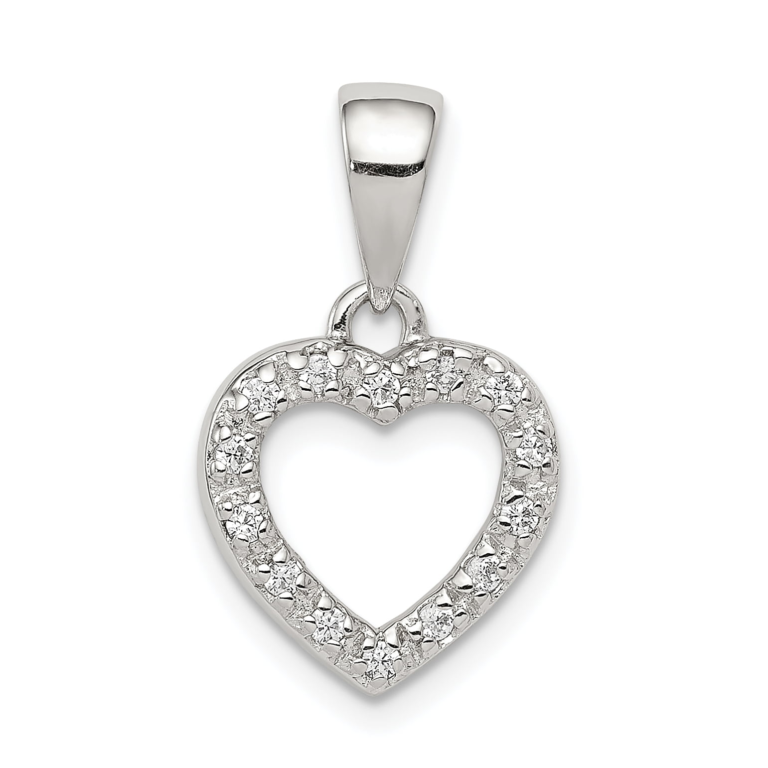 Sterling Silver CZ Heart Shape Pendant 