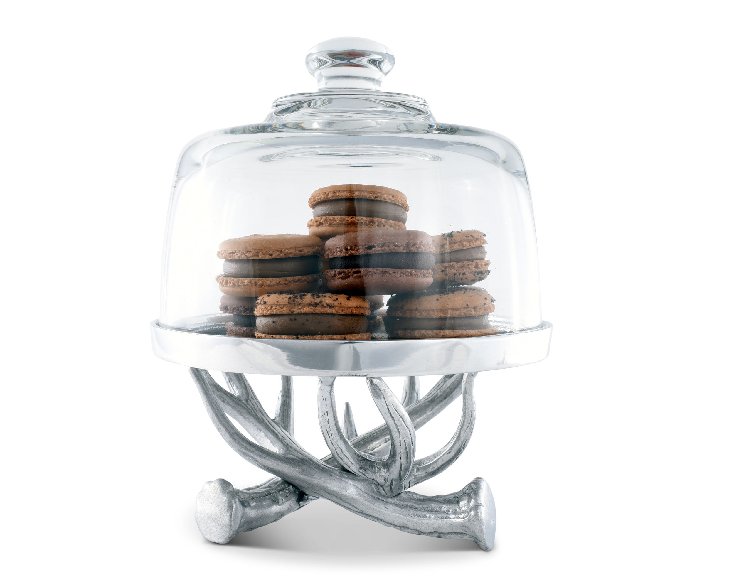 Arthur Court Designs Aluminum 8 Deer Antler Footed Plate With Glass Dome Walmart Com Walmart Com