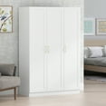 thumbnail image 3 of MONSLIPA Modern 3-Door Wardrobe Armoire with Hanging Rod, White, 3 of 7