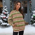 thumbnail image 2 of SCRAWLGOD Christmas Tree Stripe Print Green Beige Womens Crewneck Sweatshirt Casual Loose Fit Tops Long Sleeve T Shirt with Pockets Comfortable Fashion Oversized Fall Winter Clothes, M, 2 of 7