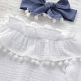 thumbnail image 4 of HBYJLZYG Girls Bell Sleeve Ruffles Tops+Bowknot Pants+Headband 3 Piece Outfits Solid Color Infant Baby 3-24 Months, 4 of 8