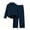 Navy, variant on LEKWK Girls Formal 2 Piece Outfit Lapel Long Sleeve Button Down Pleated Top and Elastic Waist Straight Leg Pants Casual Matching Suit For Stage Performance