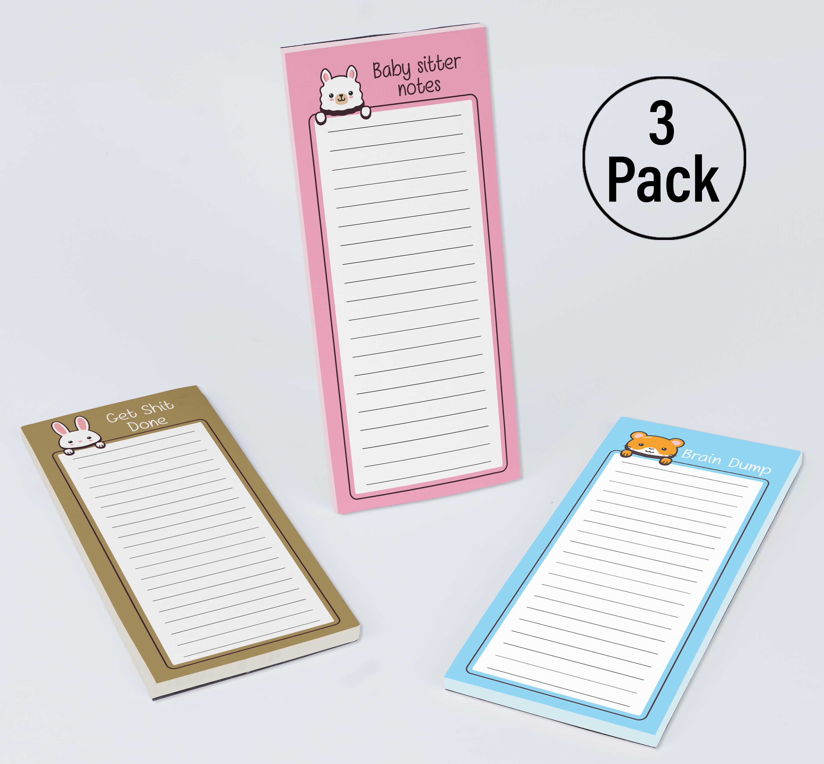 Inkdotpot Pack of 3 Magnetic Fridge To-Do List Notepads- Magnetic Memo Pads For Refrigerator-(50 Sheets Each)-NY