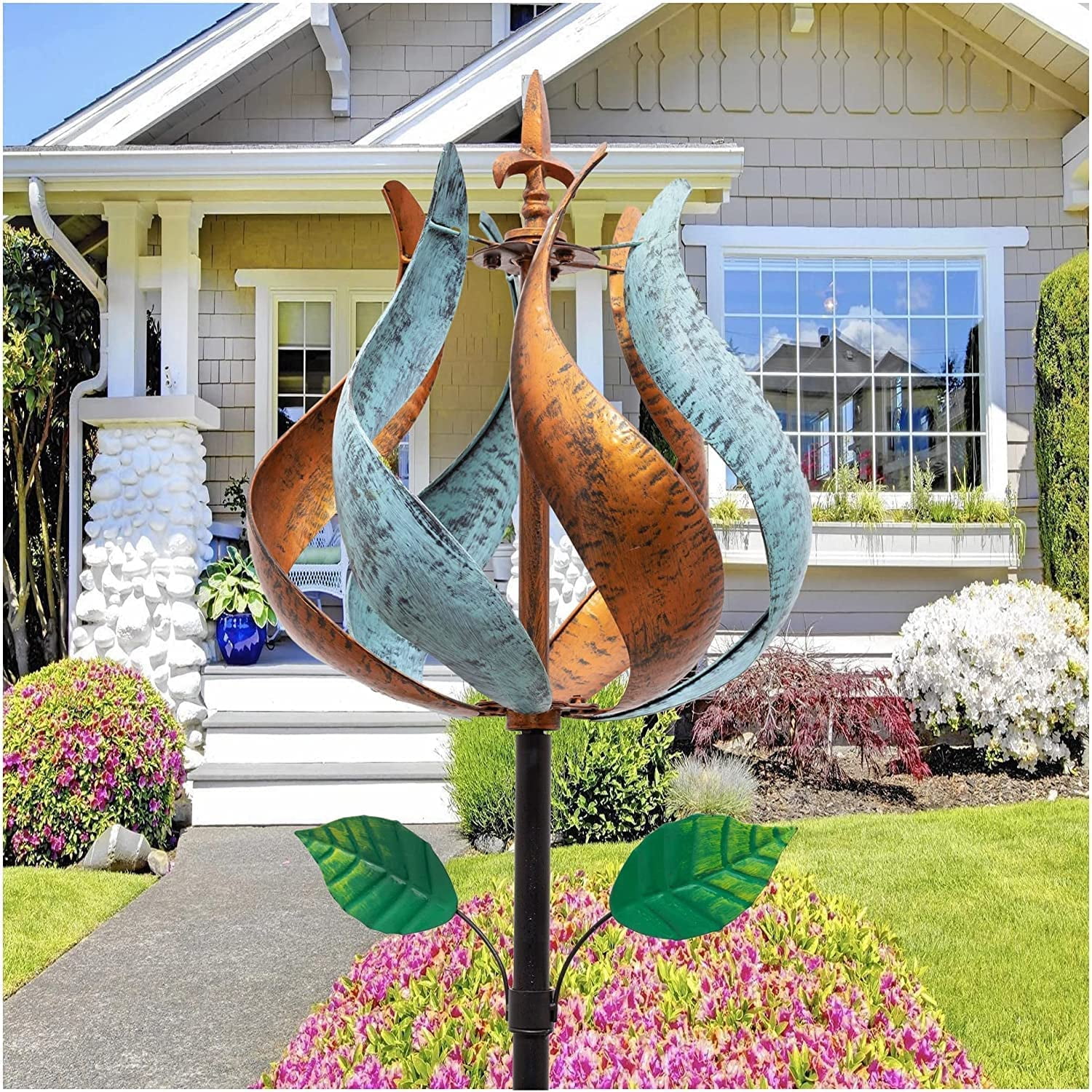 3D Tulip Garden Wind Spinner, 24" Wide, 84" High 360 Degrees