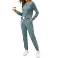 thumbnail image 4 of MOSHU Two Piece Womens Pajama Sets Button Down Shirts and Drawstring Pants with Pockets Solid Lounge Sets for Women, 4 of 10