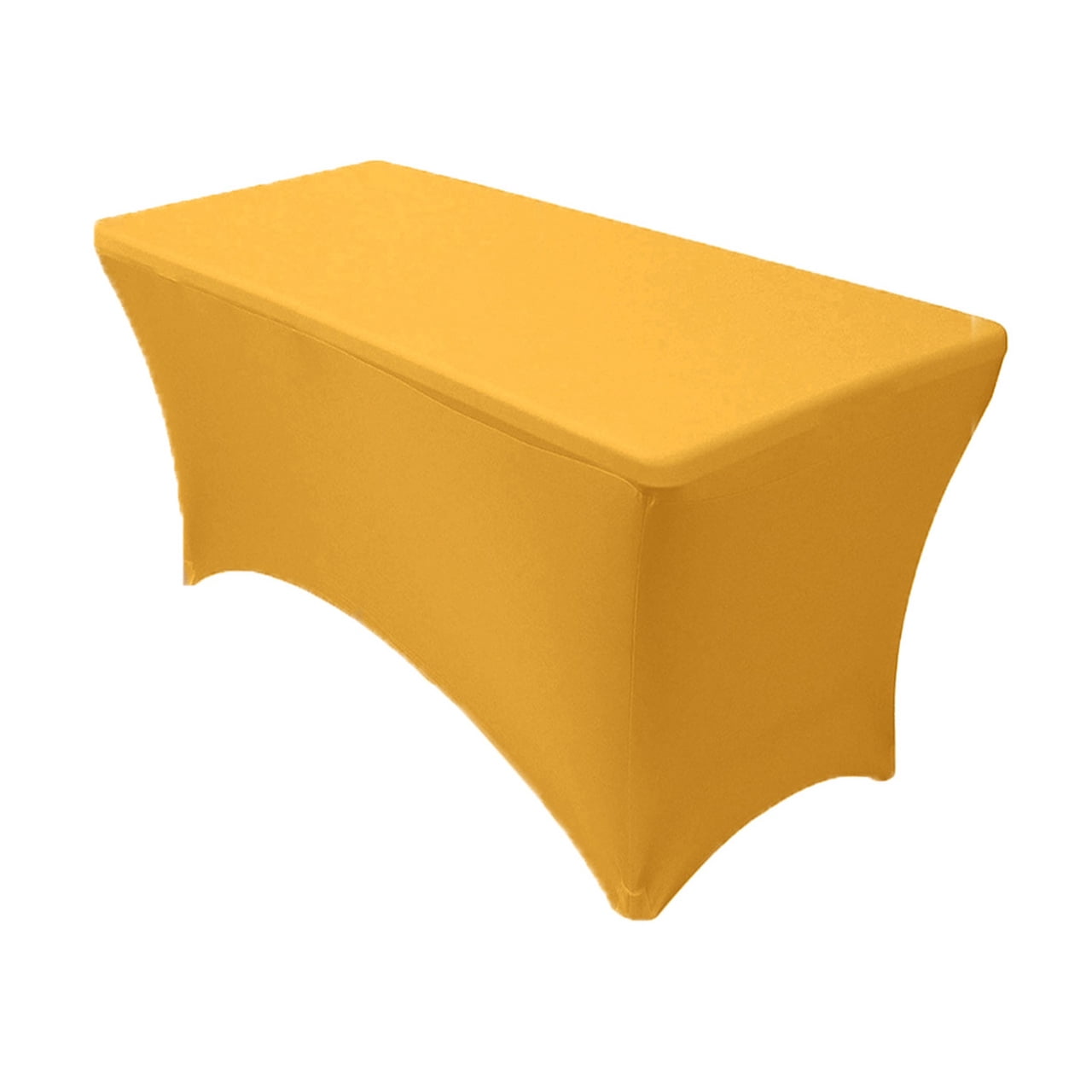 Your Chair Covers Stretch Spandex 4 ft Rectangular Table Cover Gold