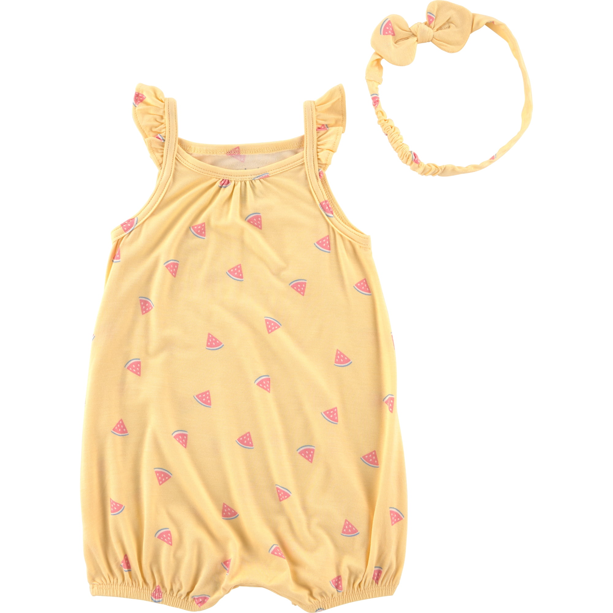 Carter's Child of Mine Baby Girl ComfySoft Romper and Bow Set, 2-Piece, Sizes Preemie-18 Months
