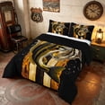 thumbnail image 2 of Manfei USA Flag Fish Queen Comforter Set, Rustic Farmhouse Comforter Sets Queen, Gold Black Brown, Black Reversible 3-Piece, 1 Comforter and 2 Pillowcases, 2 of 6