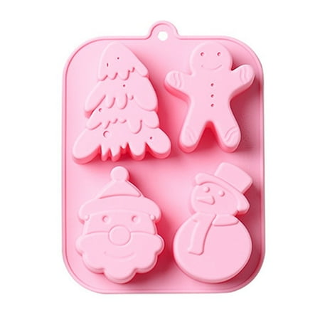 

4 Cavities Chocolate Mold Cake Molds Fondant Moulds Silicone Material Christmas Style Great Mould for Christmas Festival