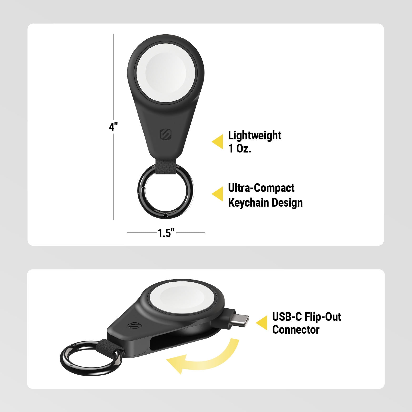 Scosche AWADPF-RP USB-C Wireless Magnetic Portable Travel Charger for Select Apple Watches