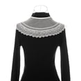 thumbnail image 3 of INSPIRE CHIC Detachable Fake Collar, Semi-Sheer Embroidery Mini Cape Neck Ruff for Blouse White-3, 3 of 5
